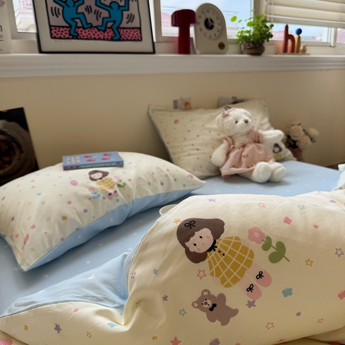 91家纺网 家纺一手货源 找家纺 慕尚家纺 2025新款13070全棉纯棉印花四件套 小糖豆