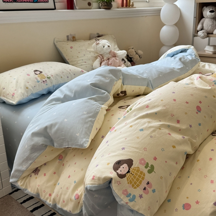 91家纺网 家纺一手货源 找家纺 慕尚家纺 2025新款13070全棉纯棉印花四件套 小糖豆