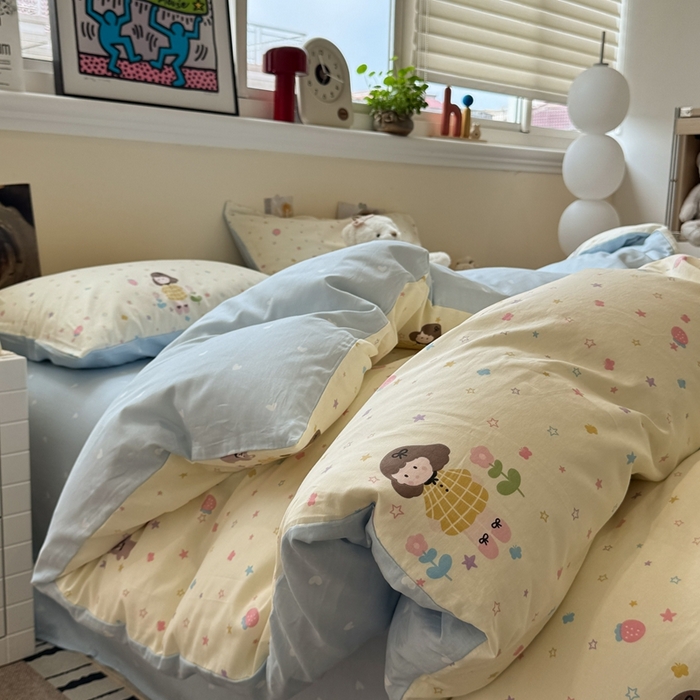 91家纺网 家纺一手货源 找家纺 慕尚家纺 2025新款13070全棉纯棉印花四件套 小糖豆