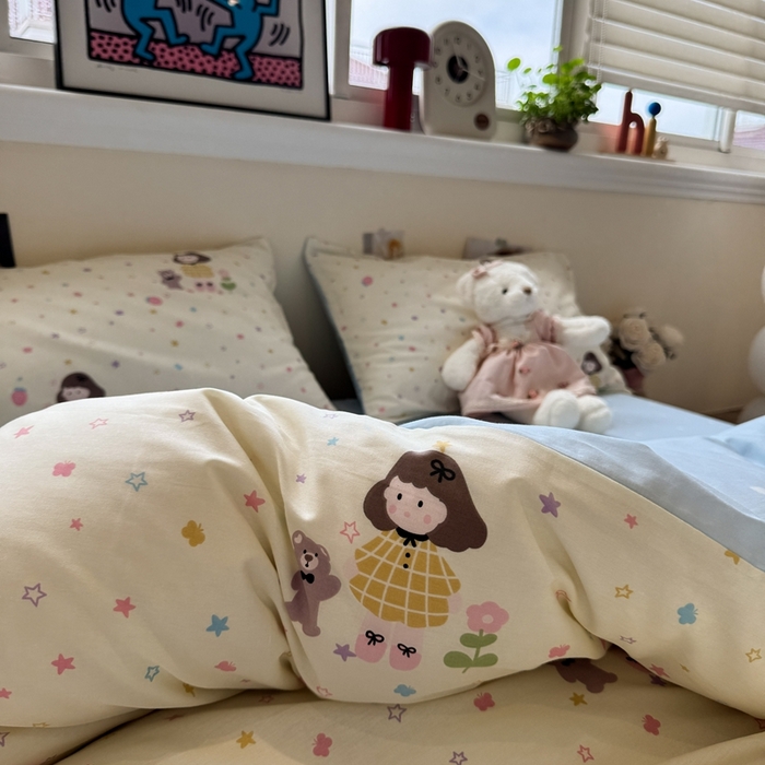 91家纺网 家纺一手货源 找家纺 慕尚家纺 2025新款13070全棉纯棉印花四件套 小糖豆