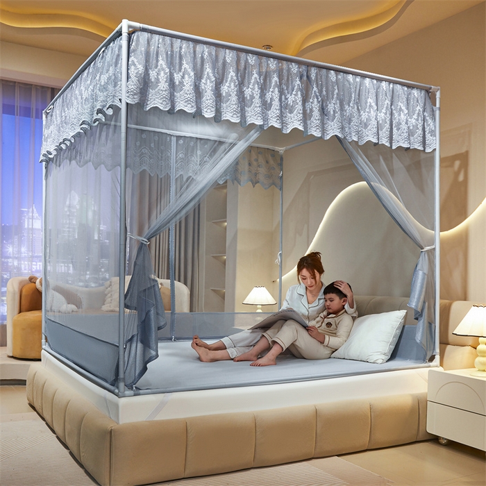 91家纺网 家纺一手货源 找家纺 （总）佳梦家纺 2025新款防摔款花边六棱方帐蚊帐-星河系列