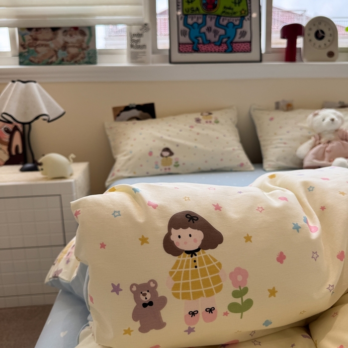 91家纺网 家纺一手货源 找家纺 慕尚家纺 2025新款13070全棉纯棉印花四件套 小糖豆