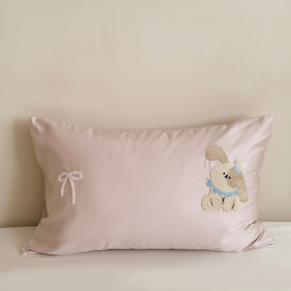 鹿班家居 2025新款100S长绒棉纯棉毛巾绣单品枕套 枕套单件-面包熊&萝莉兔（ 标准会员-2元） 萝莉兔-粉色(B)