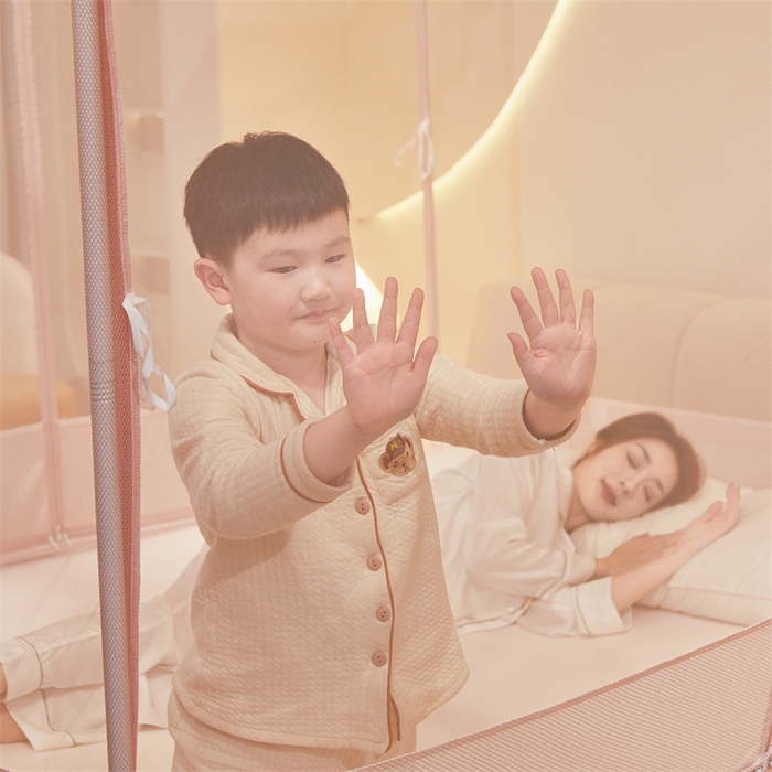 91家纺网 家纺一手货源 找家纺 佳梦家纺 2025新款防摔款花边六棱方帐蚊帐-星河系列 星河-粉玉