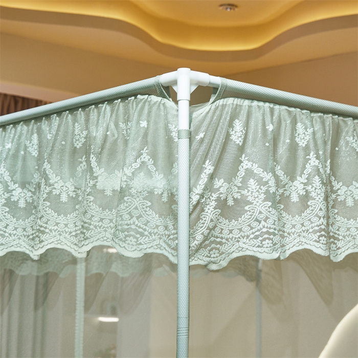 91家纺网 家纺一手货源 找家纺 佳梦家纺 2025新款防摔款花边六棱方帐蚊帐-星河系列 星河-柳绿