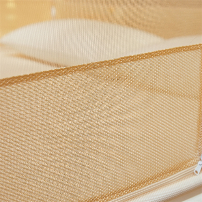 91家纺网 家纺一手货源 找家纺 佳梦家纺 2025新款防摔款花边六棱方帐蚊帐-星河系列 星河-奶油黄