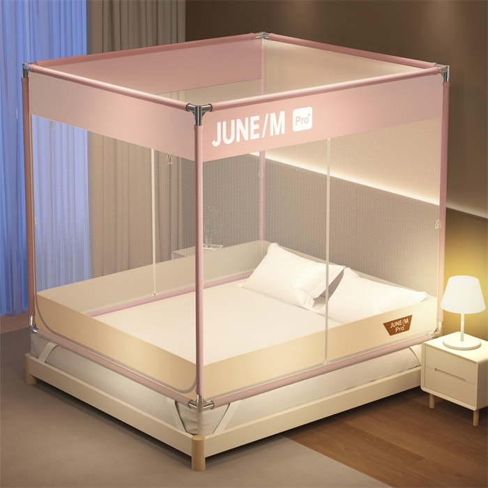 91家纺网 家纺一手货源 找家纺 佳梦家纺 2025新款方顶坐床蚊帐-T门可可系列 可可粉