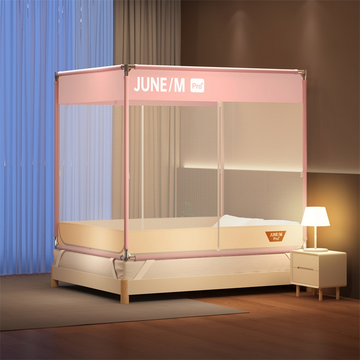 91家纺网 家纺一手货源 找家纺 佳梦家纺 2025新款方顶坐床蚊帐-T门可可系列 可可粉