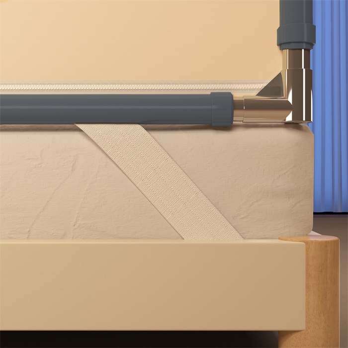 91家纺网 家纺一手货源 找家纺 佳梦家纺 2025新款方顶坐床蚊帐-T门可可系列 可可灰