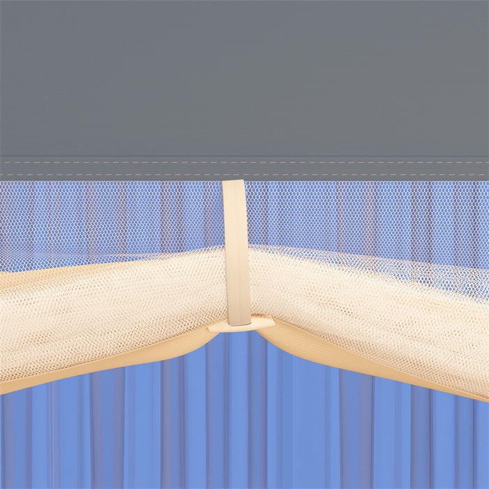 91家纺网 家纺一手货源 找家纺 佳梦家纺 2025新款方顶坐床蚊帐-T门可可系列 可可灰