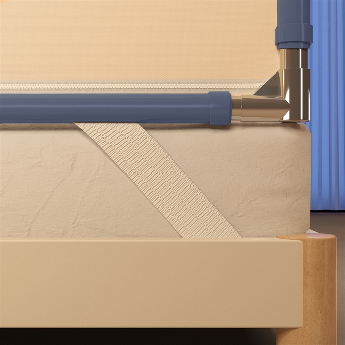 91家纺网 家纺一手货源 找家纺 佳梦家纺 2025新款方顶坐床蚊帐-T门可可系列 可可蓝