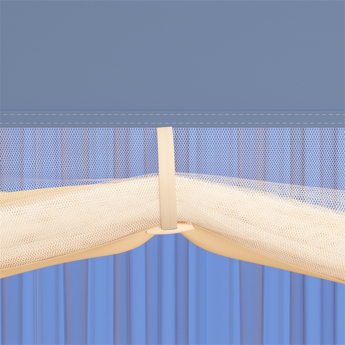 91家纺网 家纺一手货源 找家纺 佳梦家纺 2025新款方顶坐床蚊帐-T门可可系列 可可蓝