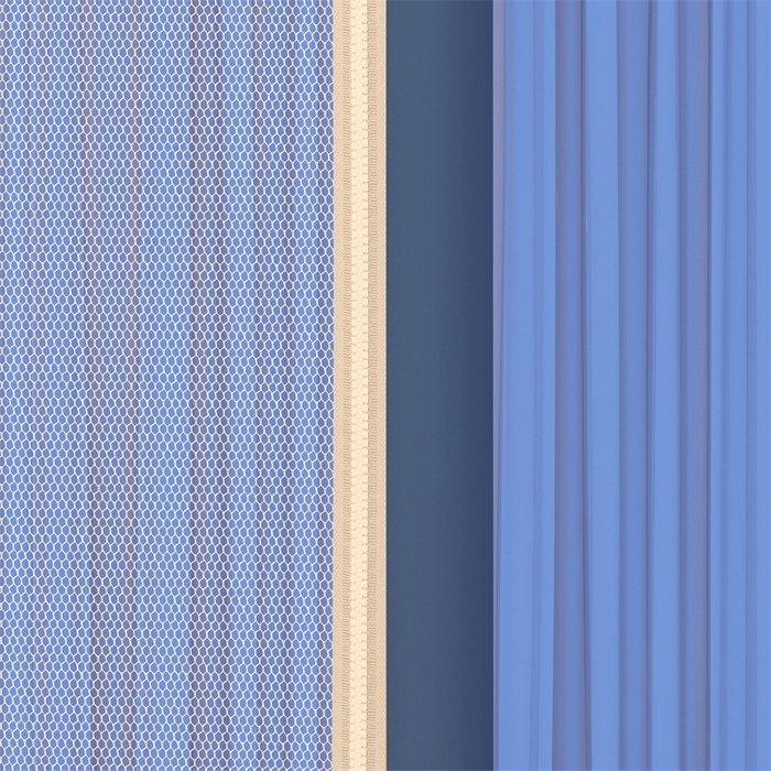 91家纺网 家纺一手货源 找家纺 佳梦家纺 2025新款方顶坐床蚊帐-T门可可系列 可可蓝