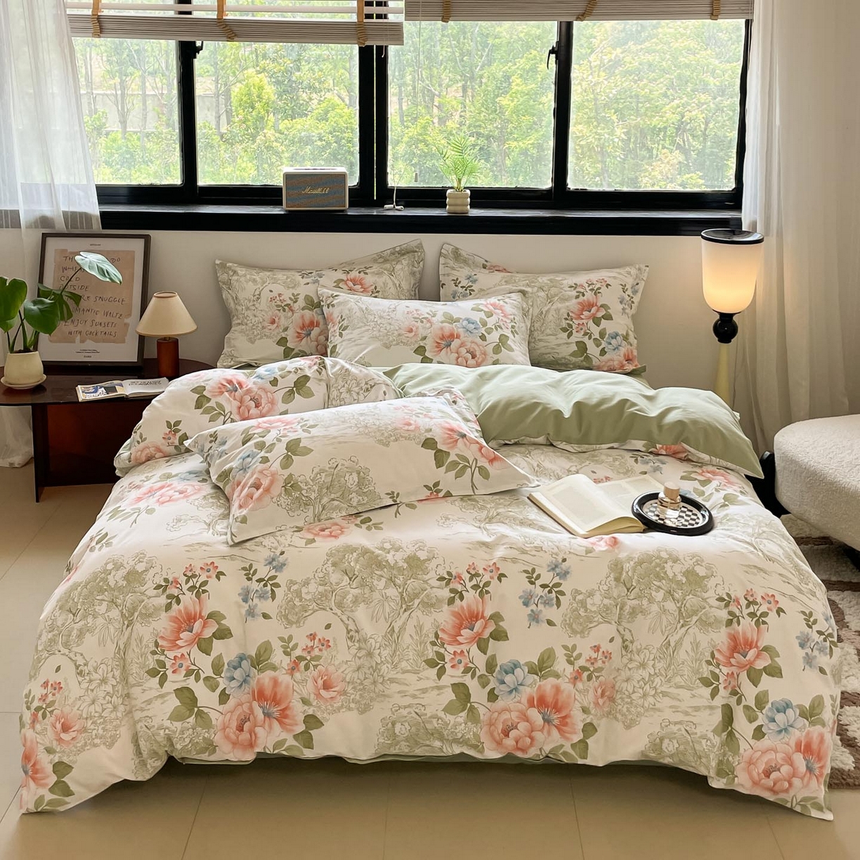 91家纺网 家纺一手货源 找家纺 涵宸家纺 2025新款加厚全棉磨毛印花四件套--罗马系列 场景一 F怡然