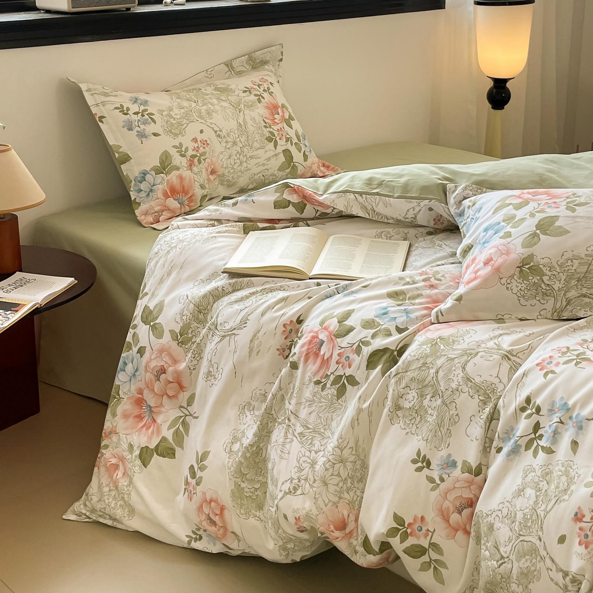 91家纺网 家纺一手货源 找家纺 涵宸家纺 2025新款加厚全棉磨毛印花四件套--罗马系列 场景一 F怡然