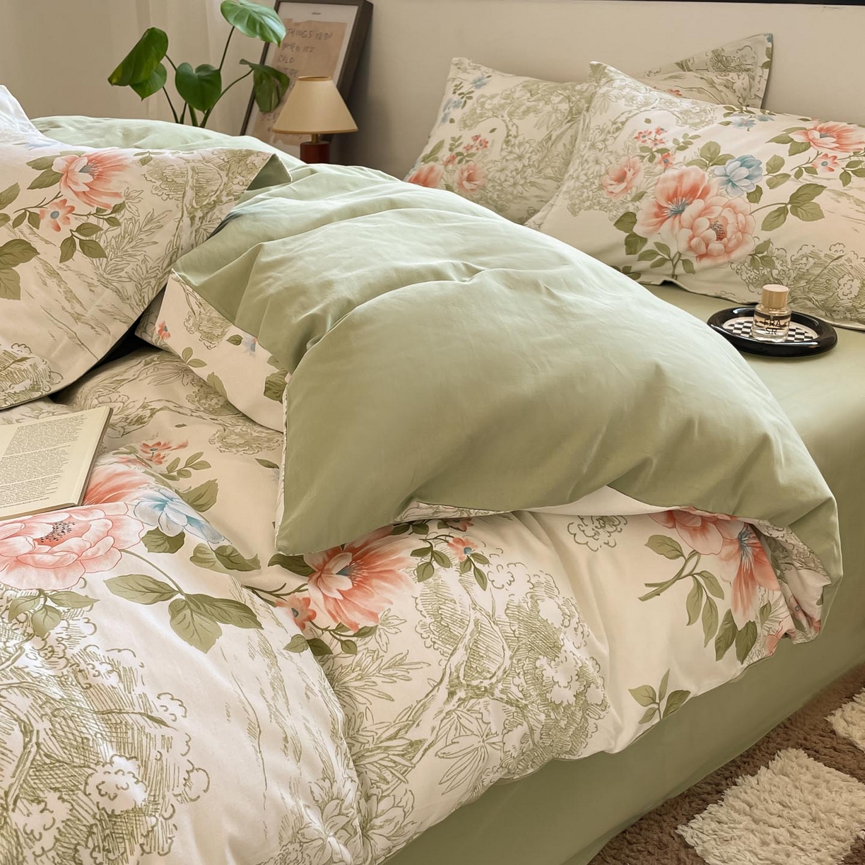 91家纺网 家纺一手货源 找家纺 涵宸家纺 2025新款加厚全棉磨毛印花四件套--罗马系列 场景一 F怡然