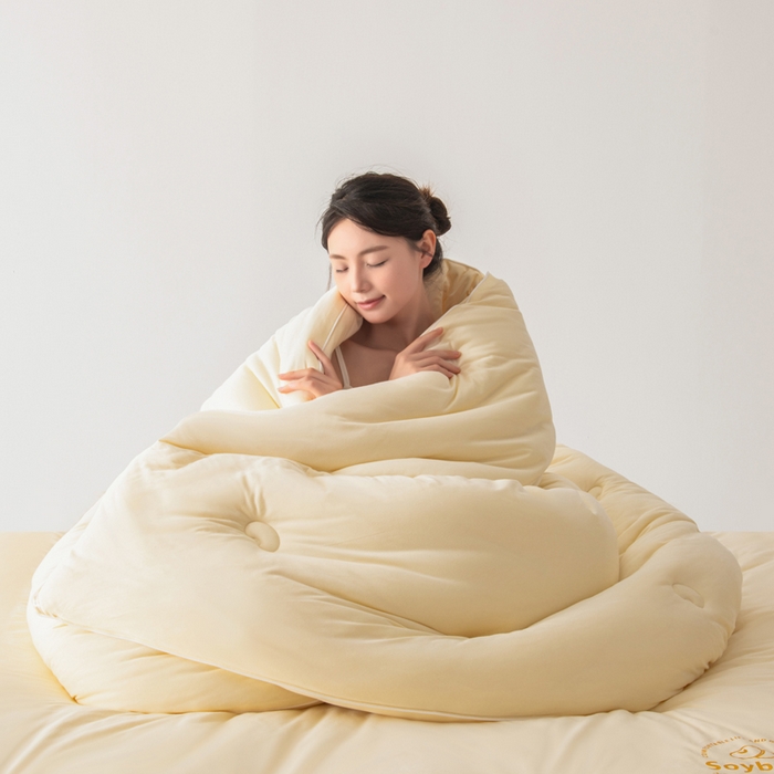 91家纺网 家纺一手货源 找家纺 （总）栩裕纺织 2025新款纯色超柔云朵针织被被子被芯冬被