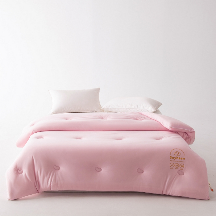 91家纺网 家纺一手货源 找家纺 栩裕纺织 2025新款纯色超柔云朵针织被被子被芯冬被 云朵被-落樱粉