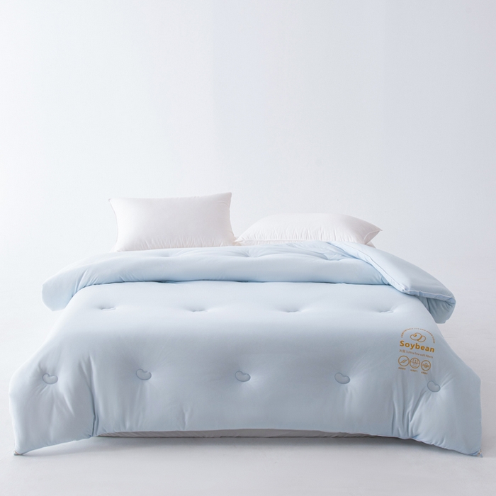 91家纺网 家纺一手货源 找家纺 栩裕纺织 2025新款纯色超柔云朵针织被被子被芯冬被 云朵被-柔和蓝