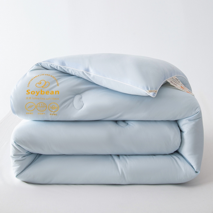 91家纺网 家纺一手货源 找家纺 栩裕纺织 2025新款纯色超柔云朵针织被被子被芯冬被 云朵被-柔和蓝