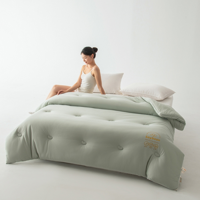 栩裕纺织 2025新款纯色超柔云朵针织被被子被芯冬被 云朵被-草绿色