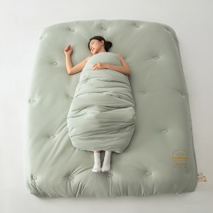 91家纺网 家纺一手货源 找家纺 栩裕纺织 2025新款纯色超柔云朵针织被被子被芯冬被 云朵被-草绿色