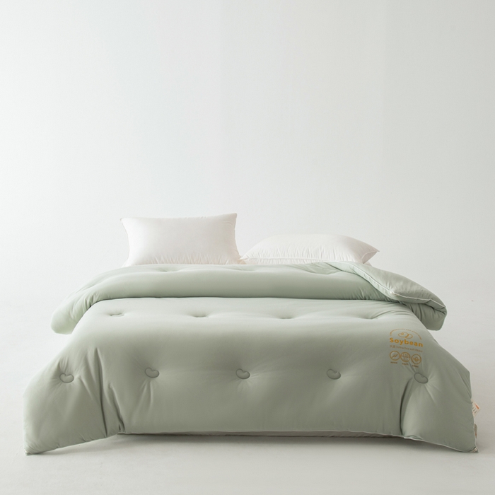 91家纺网 家纺一手货源 找家纺 栩裕纺织 2025新款纯色超柔云朵针织被被子被芯冬被 云朵被-草绿色