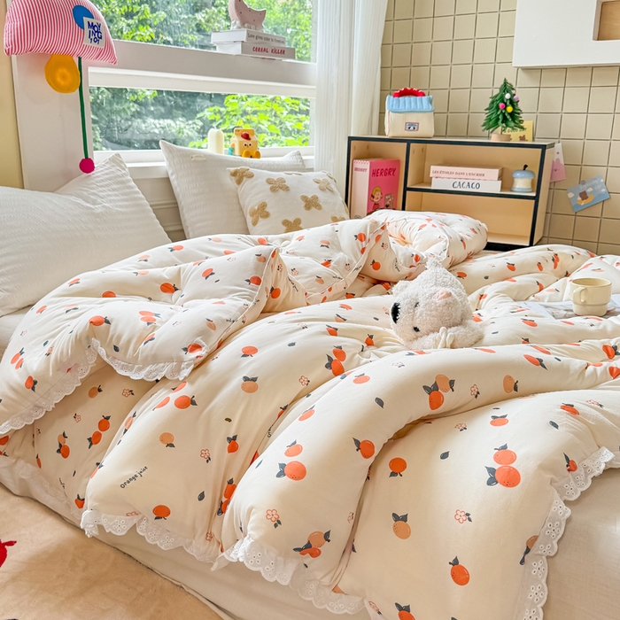 91家纺网 家纺一手货源 找家纺 栩裕纺织 2025新款印花针织棉牛奶被被子被芯冬被 橘彩