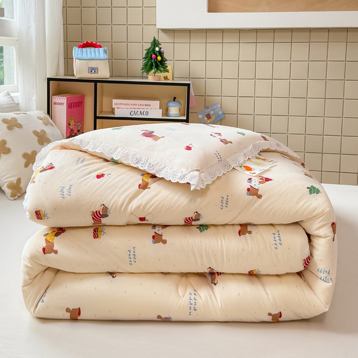 91家纺网 家纺一手货源 找家纺 栩裕纺织 2025新款印花针织棉牛奶被被子被芯冬被 腊肠狗