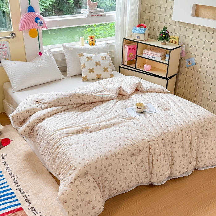 91家纺网 家纺一手货源 找家纺 栩裕纺织 2025新款印花针织棉牛奶被被子被芯冬被 尚可可