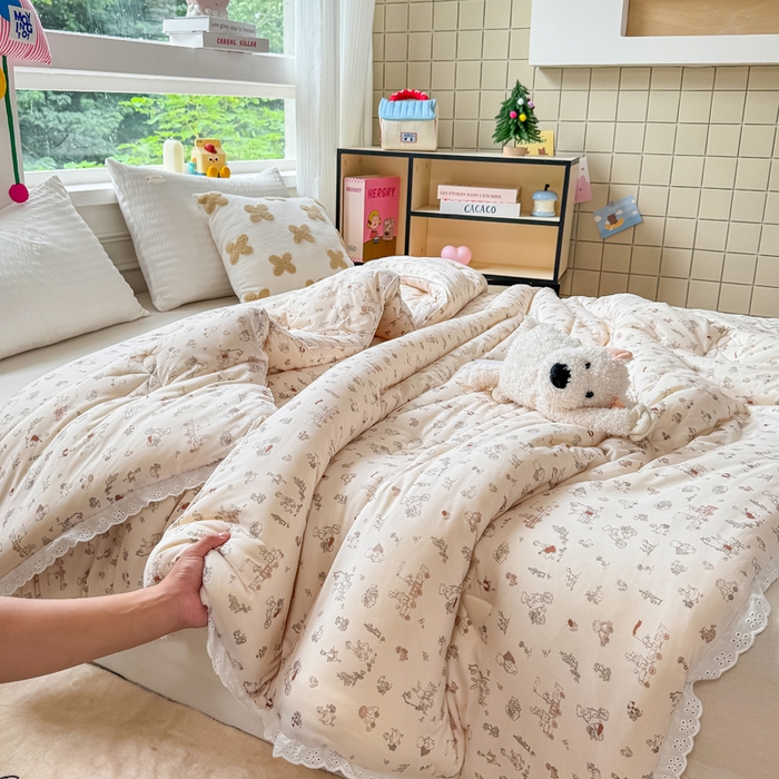 91家纺网 家纺一手货源 找家纺 栩裕纺织 2025新款印花针织棉牛奶被被子被芯冬被 尚可可