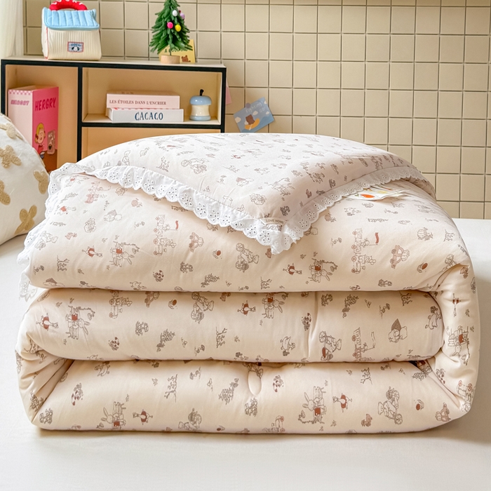 91家纺网 家纺一手货源 找家纺 栩裕纺织 2025新款印花针织棉牛奶被被子被芯冬被 尚可可