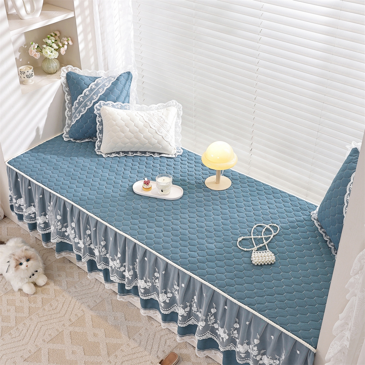 91家纺网 家纺一手货源 找家纺 共鸣沙发垫 2025新款星语飘窗垫 星空蓝色