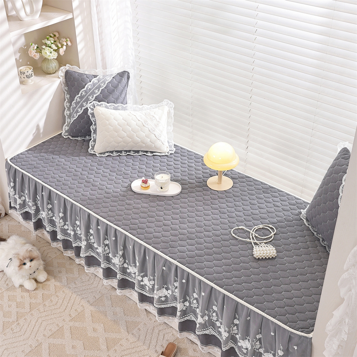 91家纺网 家纺一手货源 找家纺 共鸣沙发垫 2025新款星语飘窗垫 星空灰色