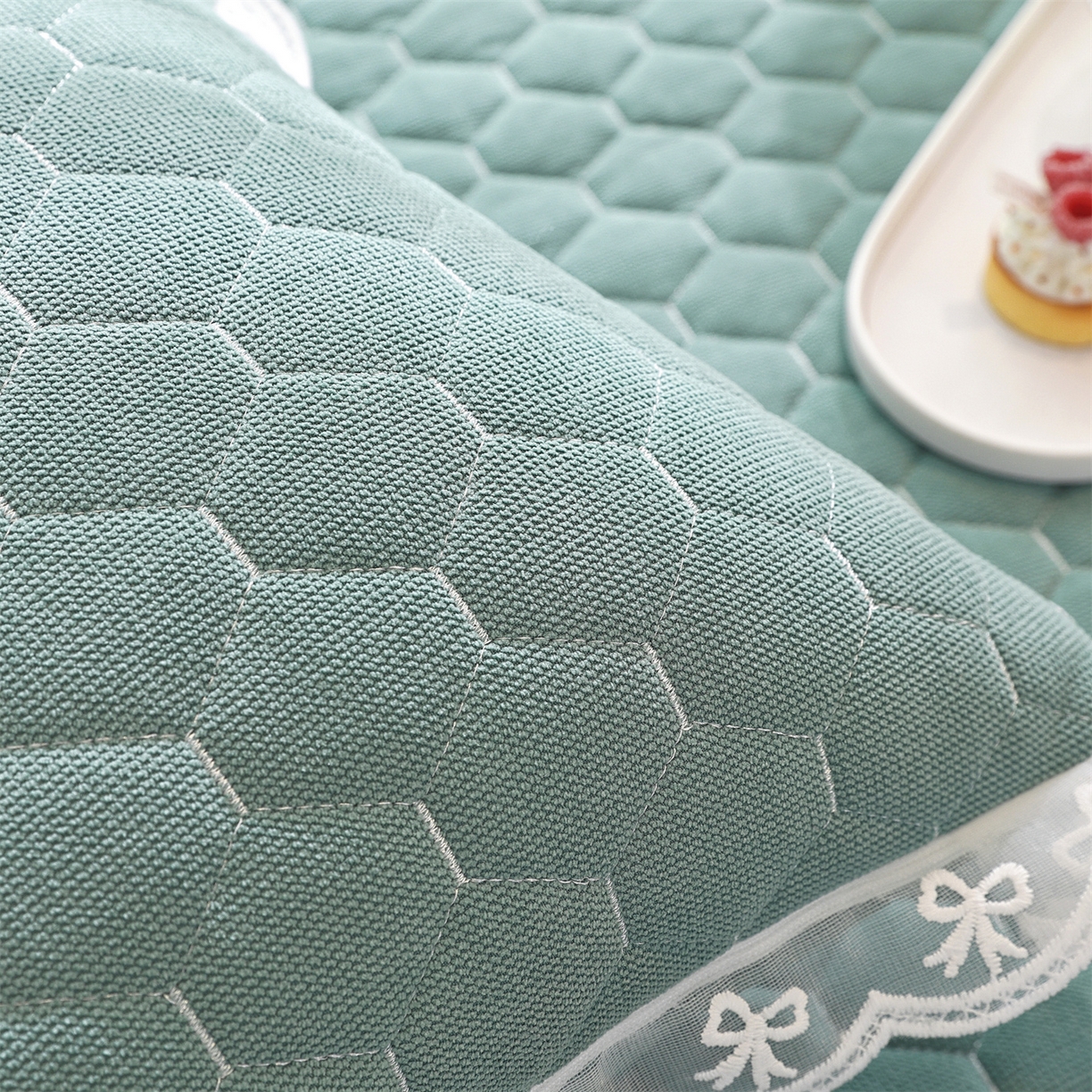 91家纺网 家纺一手货源 找家纺 共鸣沙发垫 2025新款星语飘窗垫 星空绿色