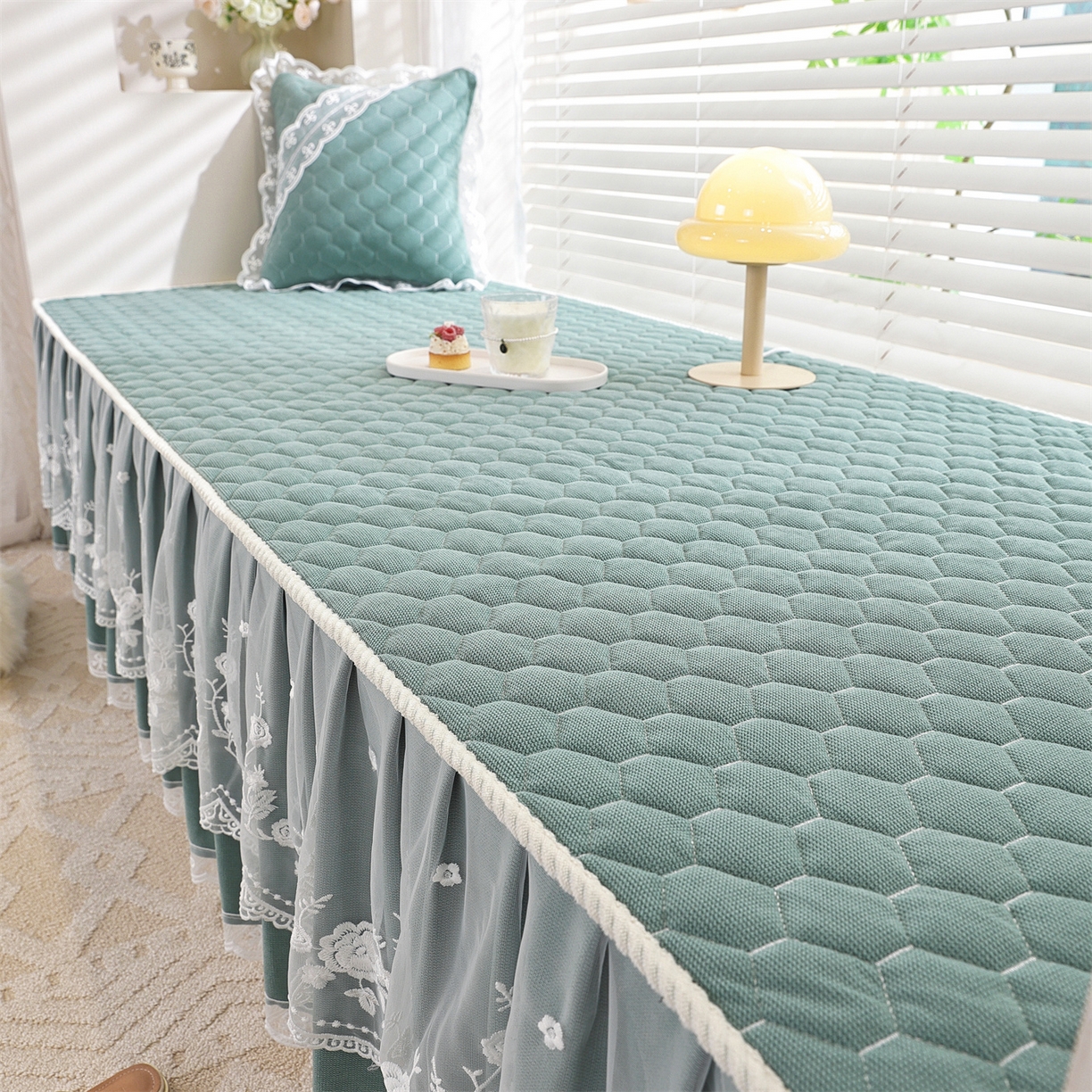 91家纺网 家纺一手货源 找家纺 共鸣沙发垫 2025新款星语飘窗垫 星空绿色