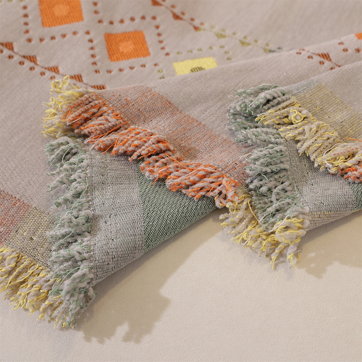 91家纺网 家纺一手货源 找家纺 共鸣沙发垫 2025新款雪尼尔沙发巾波西米亚 波西米亚灰色