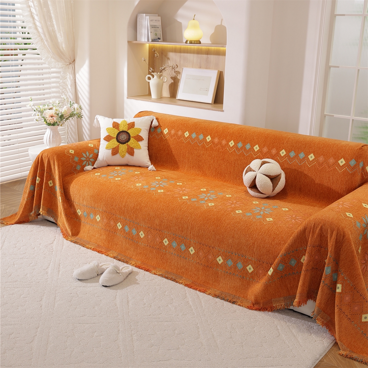 91家纺网 家纺一手货源 找家纺 （总）共鸣沙发垫 2025新款雪尼尔沙发巾波西米亚