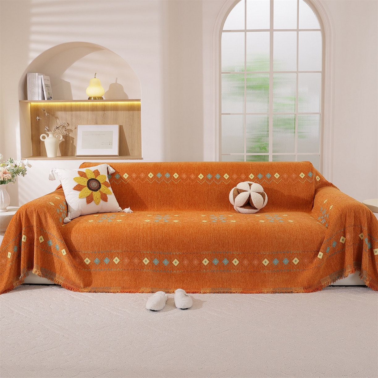 91家纺网 家纺一手货源 找家纺 （总）共鸣沙发垫 2025新款雪尼尔沙发巾波西米亚