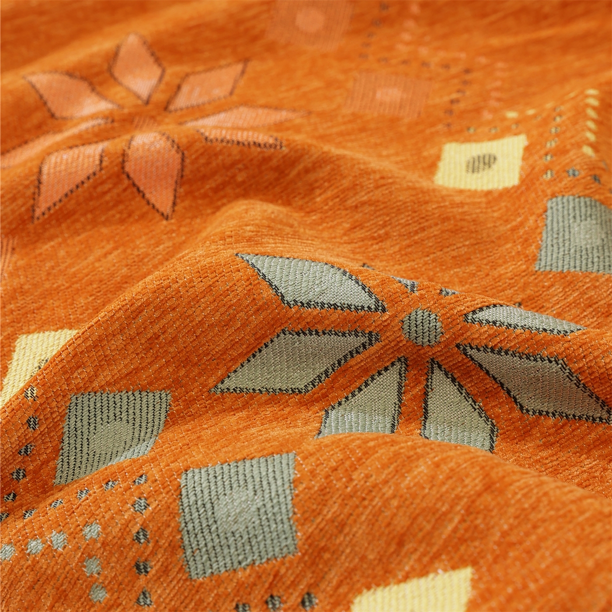 91家纺网 家纺一手货源 找家纺 共鸣沙发垫 2025新款雪尼尔沙发巾波西米亚 波西米亚橙色