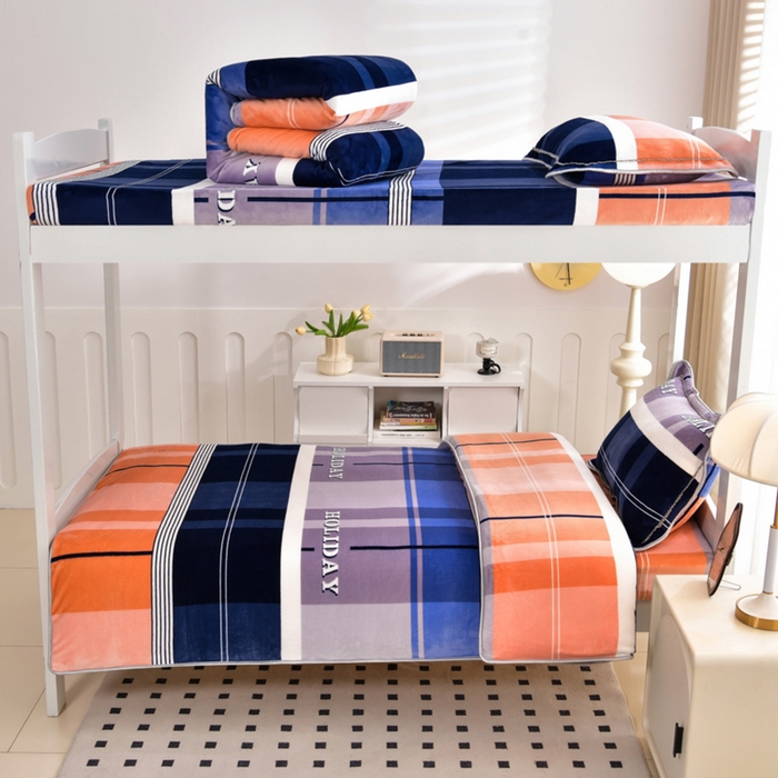 91家纺网 家纺一手货源 找家纺 芯诗曼家纺 2025新款金貂绒牛奶绒印花三件套 格调生活