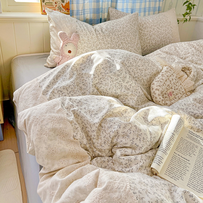 91家纺网 家纺一手货源 找家纺 海岛哥哥 2025新款韩式全棉蕾丝花边软绵绵四件套 楼兰