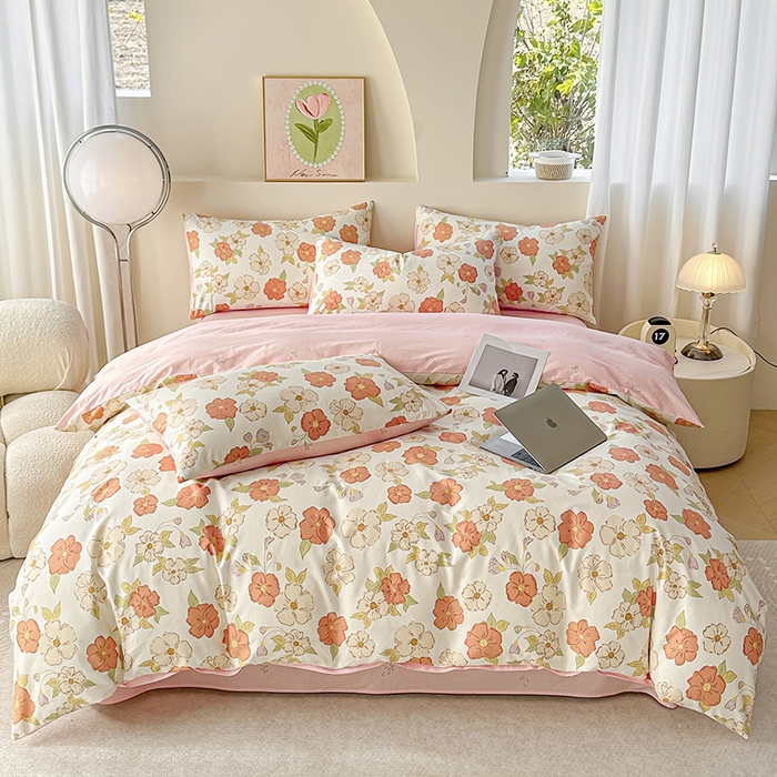 91家纺网 家纺一手货源 找家纺 宇彬家纺 2025直播新款13372全棉纯棉印花单双人被套喷气小清新简约热款学生被罩 颂和新花型上新