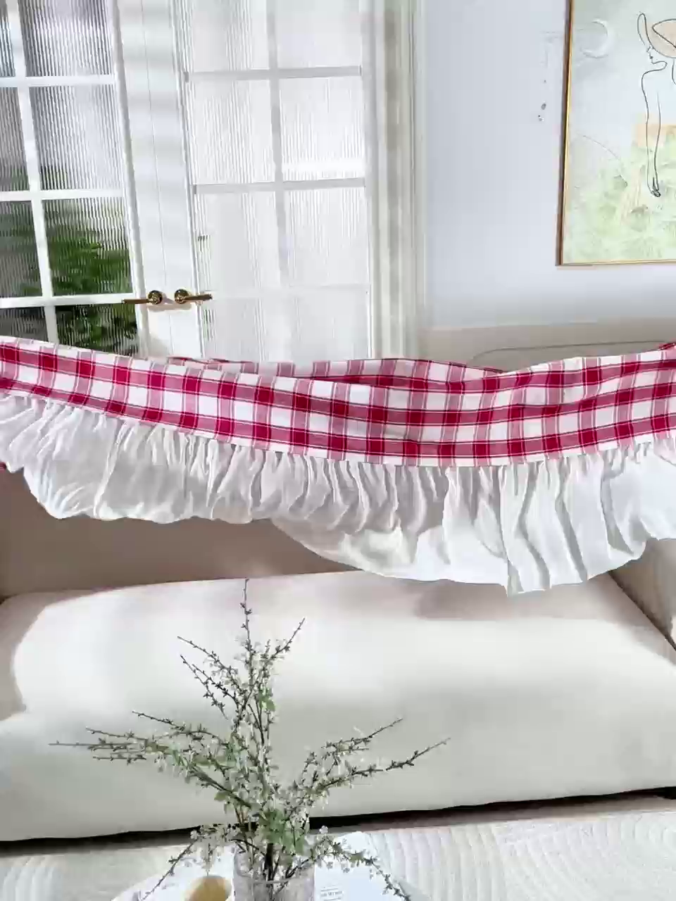 91家纺网 家纺一手货源 找家纺 （总）沐沐家纺 2026新款棋格裙边沙发巾