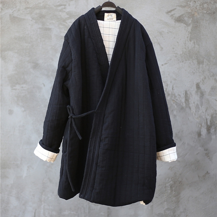 91家纺网 家纺一手货源 找家纺 洛兰沙家居馆【只代发】【只代发】 2025新款冬季禅意系绳棉衣棉服夹棉外套长款大衣单上衣短国风复古棉衣女 黑色-短款