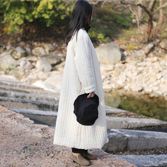 91家纺网 家纺一手货源 找家纺 洛兰沙家居馆【只代发】【只代发】 2025新款冬季禅意系绳棉衣棉服夹棉外套长款大衣单上衣短国风复古棉衣女 红色-长款