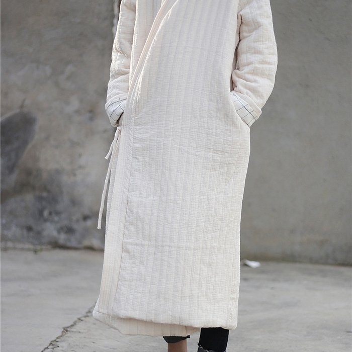 91家纺网 家纺一手货源 找家纺 洛兰沙家居馆【只代发】【只代发】 2025新款冬季禅意系绳棉衣棉服夹棉外套长款大衣单上衣短国风复古棉衣女 红色-长款