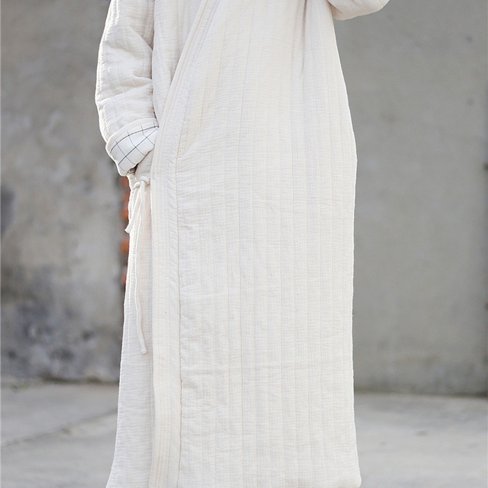 91家纺网 家纺一手货源 找家纺 洛兰沙家居馆【只代发】【只代发】 2025新款冬季禅意系绳棉衣棉服夹棉外套长款大衣单上衣短国风复古棉衣女 红色-长款