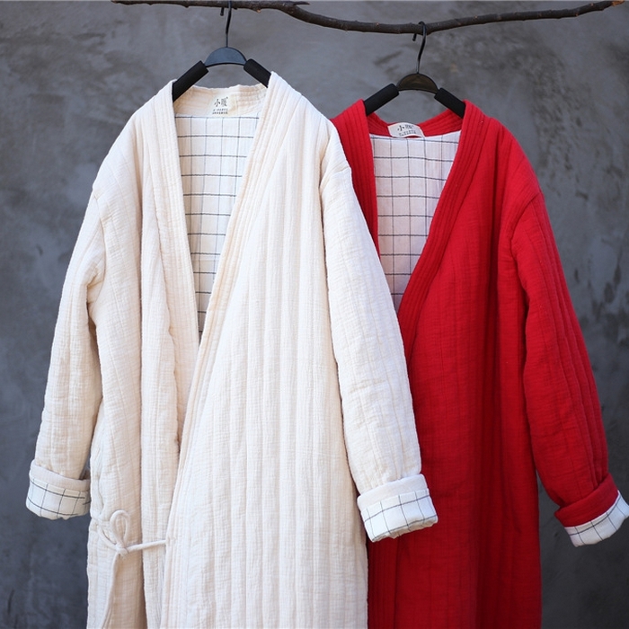 91家纺网 家纺一手货源 找家纺 洛兰沙家居馆【只代发】【只代发】 2025新款冬季禅意系绳棉衣棉服夹棉外套长款大衣单上衣短国风复古棉衣女 红色-长款