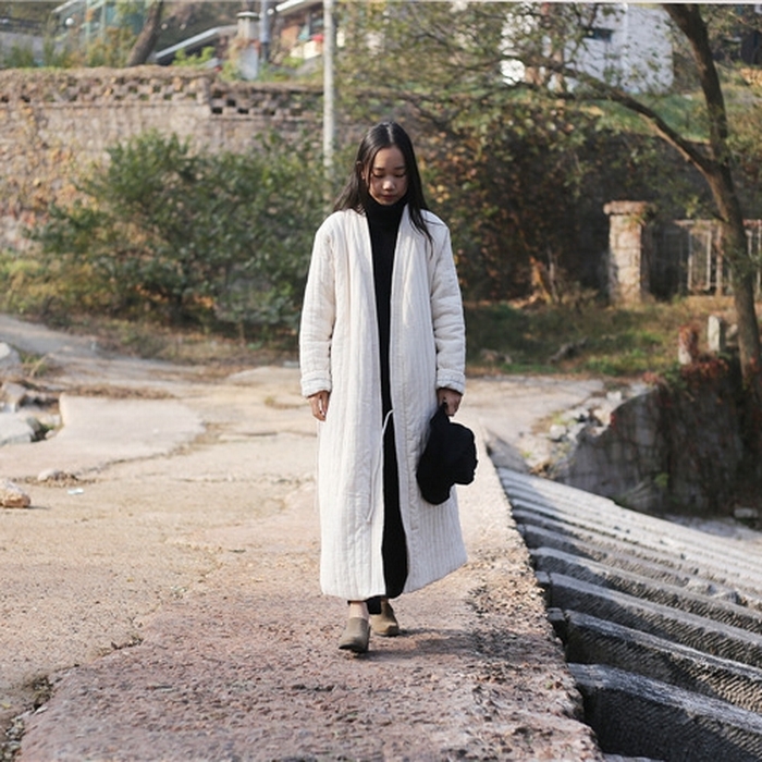 91家纺网 家纺一手货源 找家纺 洛兰沙家居馆【只代发】【只代发】 2025新款冬季禅意系绳棉衣棉服夹棉外套长款大衣单上衣短国风复古棉衣女 红色-长款